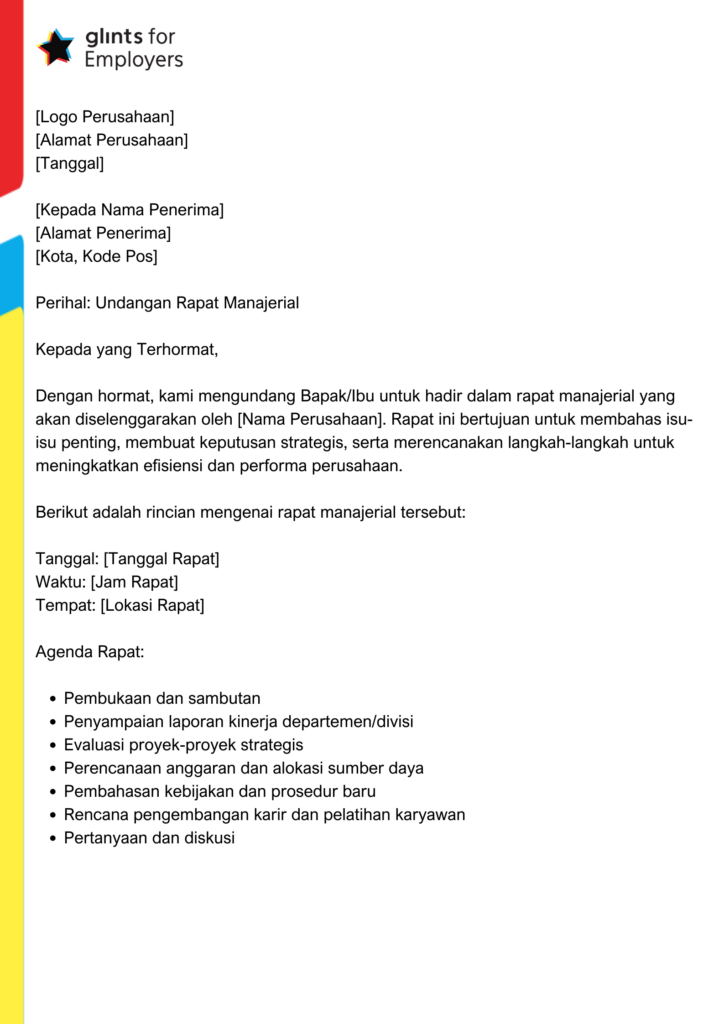 Contoh Surat Undangan Rapat Manajerial