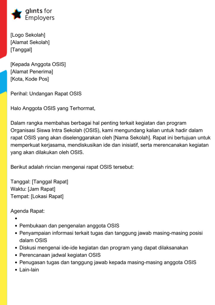 Contoh Surat Undangan Rapat OSIS