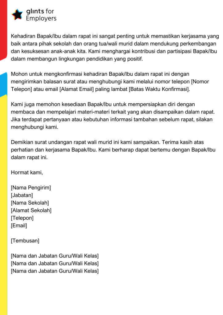 Contoh Surat Undangan Rapat Wali Murid